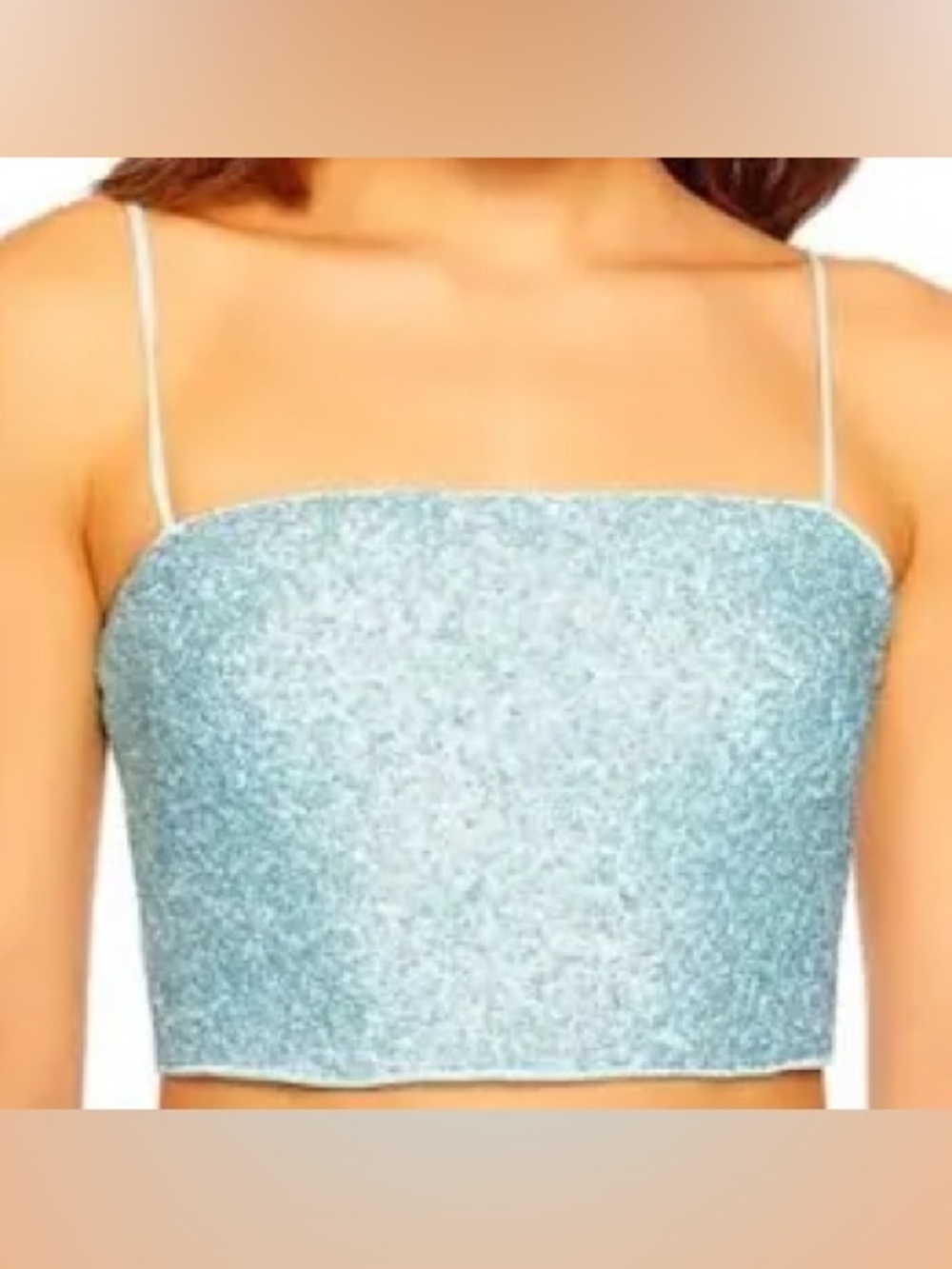 Susana Monaco Light Blue Sequin Cropped Camisole
